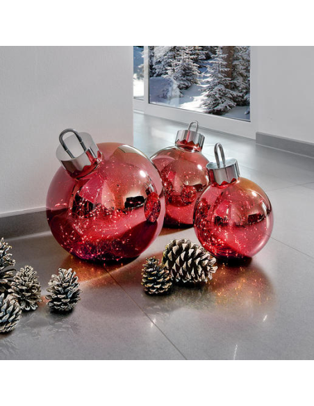 Led Ornament Kerstbal Rood 20 cm
