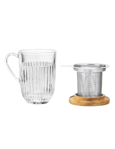 Theeglas Ouessant met zeef en deksel