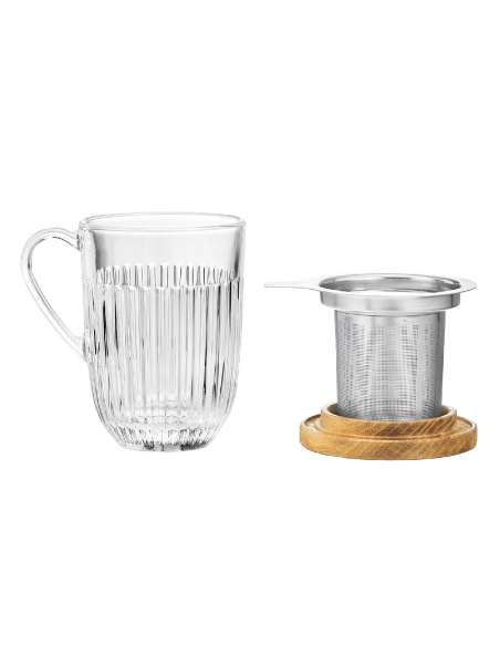 Theeglas Ouessant met zeef en deksel