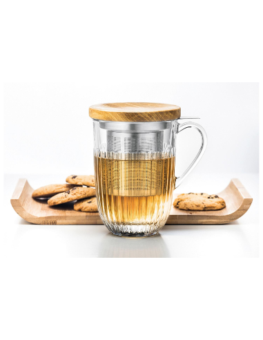 Theeglas Ouessant met zeef en deksel