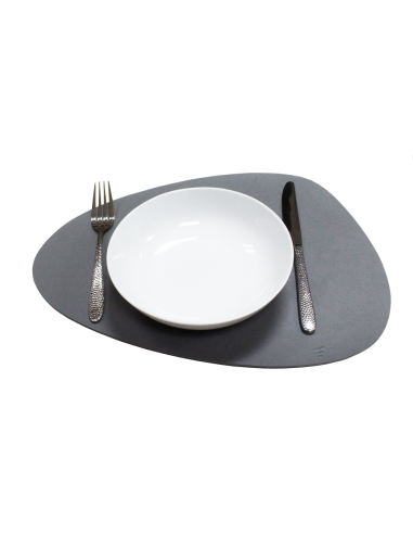 Placemat Gerecycled Leder Grijs Kiezel