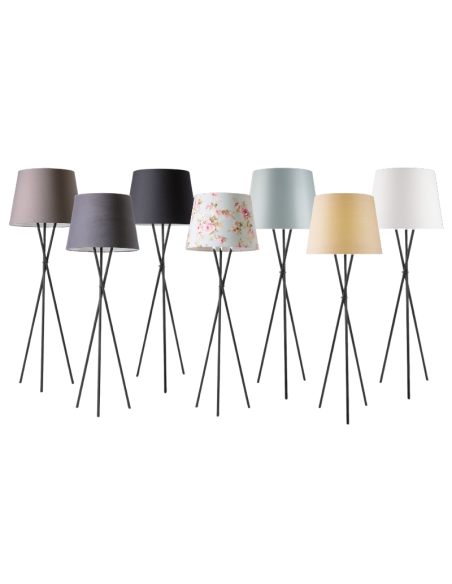 OZONOS Vloerlamp Hailey AC-1 Second Edition Zwart statief met Jeans Grijs kap