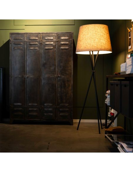 OZONOS Vloerlamp Hailey AC-1 Second Edition Zwart statief met Jeans Grijs kap