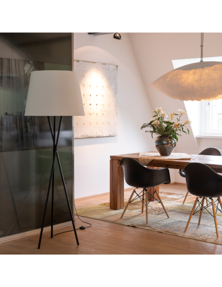 OZONOS Vloerlamp Hailey AC-1 Second Edition Zwart statief met Jeans Grijs kap