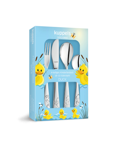 Kinderbestek vrolijke eendjes 4-delig
