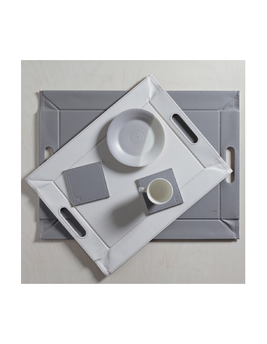 Set-4 onderzetter 10x10 cm wit/grijs