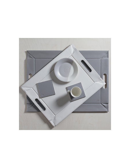 Set-4 onderzetter 10x10 cm wit/grijs