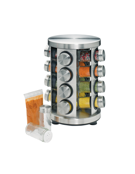 Kruidencarrousel RVS met 16 potjes