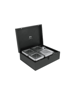 Theedoos met 4 blikjes en maatlepel