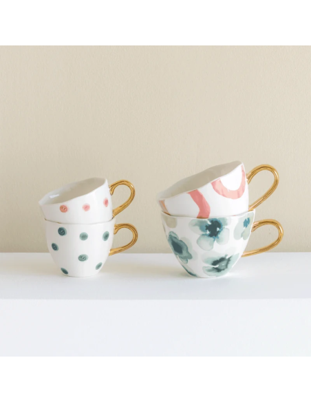 Urban Nature Good Morning Koffie kopje  Ø8 cm - White with Cameo brown Dots