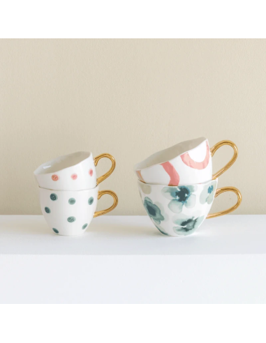 Urban Nature Good Morning Koffie kopje  Ø8 cm - White with Blue green Dots