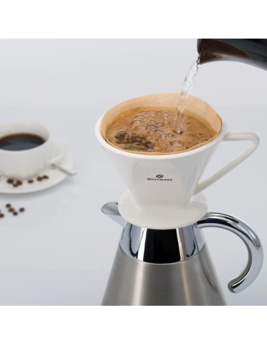 Koffiefilterhouder 1x4 wit hardporselein