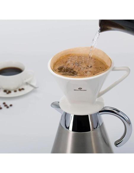 Koffiefilterhouder 1x4 wit hardporselein