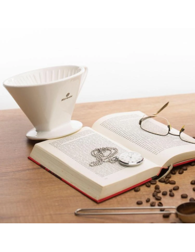 Koffiefilterhouder 1x4 wit hardporselein