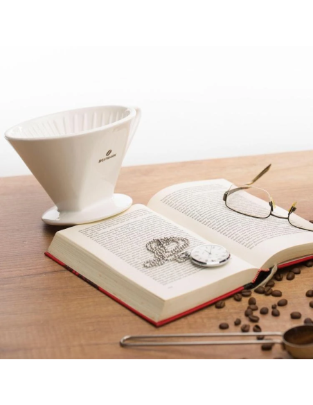 Koffiefilterhouder 1x4 wit hardporselein