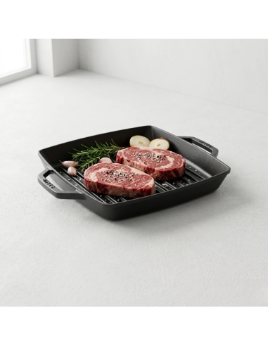 Staub Grillpan 28x28 cm met grepen Zwart
