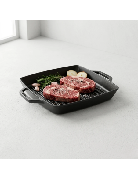 Staub Grillpan 28x28 cm met grepen Zwart