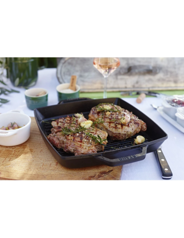 Staub Grillpan 28x28 cm met grepen Zwart