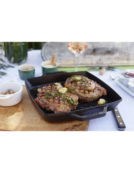 Staub Grillpan 28x28 cm met grepen Zwart