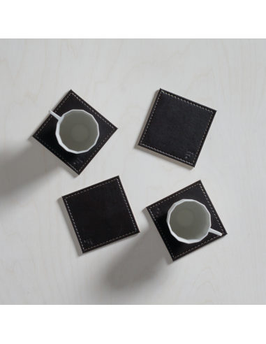 Set-4 onderzetter 10x10 cm Grijs/ zwart