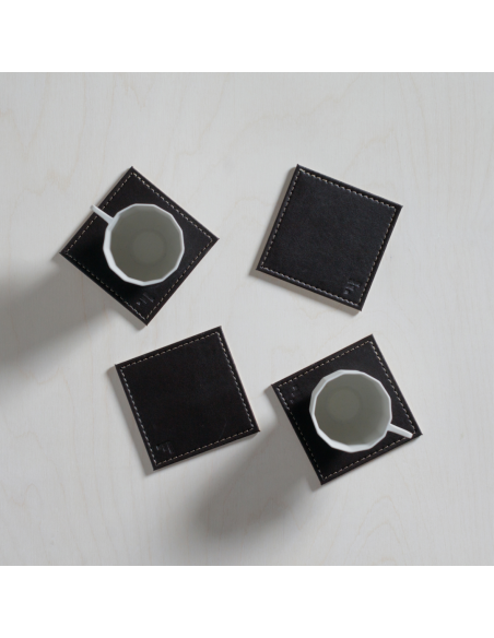 Set-4 onderzetter 10x10 cm Grijs/ zwart