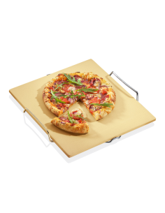 Pizzasteen met houder 38 x 35 cm
