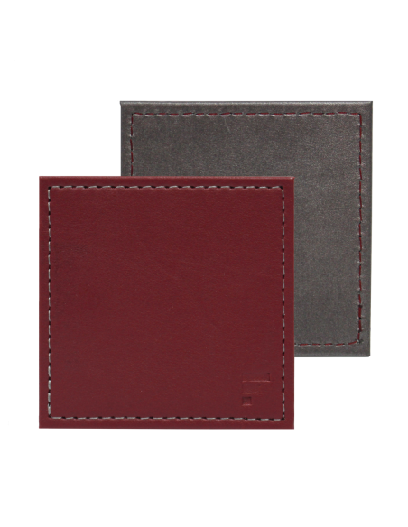 Set-4 onderzetter 10x10 cm Bordeaux/antraciet