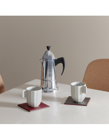 Set-4 onderzetter 10x10 cm Bordeaux/antraciet