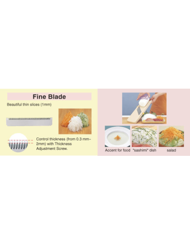 Japanse Mandoline 64mm met 3 juliennemessen
