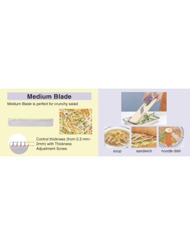 Japanse Mandoline 64mm met 3 juliennemessen