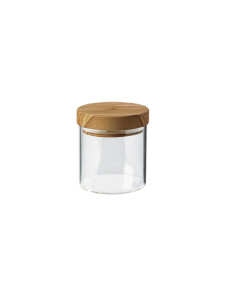 Glazen Voorraadpot met olijvenhouten deksel 400 ml