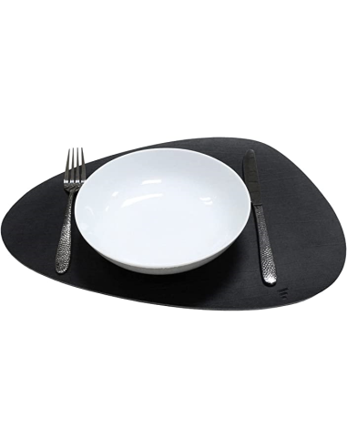 Placemat Gerecycled Leder Zwart Kiezel