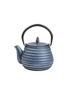 Theepot gietijzer 0,8L blauw-zilver