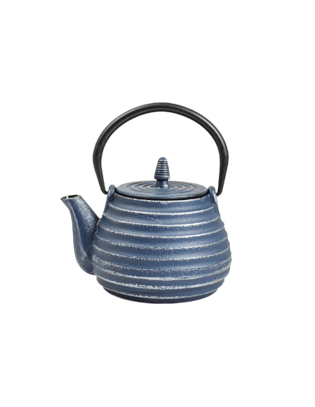 Theepot gietijzer 0,8L blauw-zilver