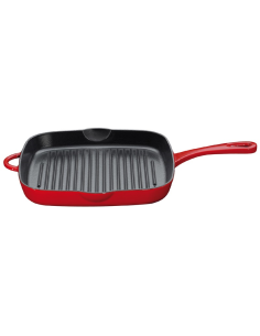 Gietijzeren Grillpan Provence 26x26 cm Rood met steel