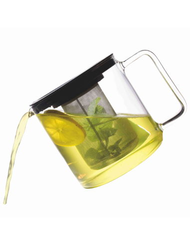 Theepot laboratoriumglas 1,3L. RVS zeef