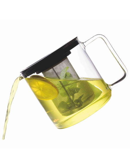 Theepot laboratoriumglas 1,3L. RVS zeef