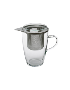Theeglas met RVS zeef en deksel