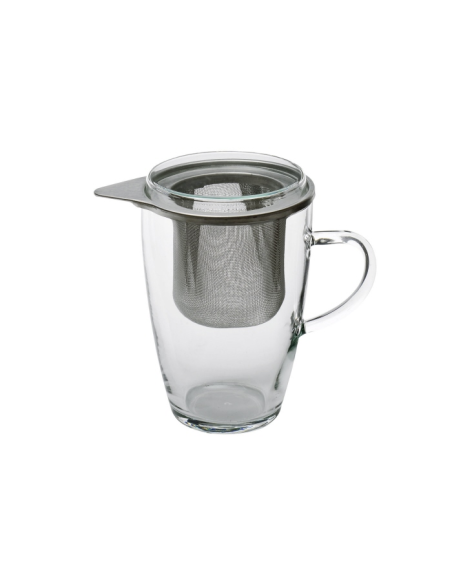 Theeglas met RVS zeef en deksel