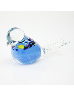 Glasdier Vogel Kristal Lichtblauw + Kleurmix 12 cm