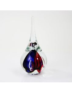 Glasobject Druppel Rond Klein Blauw/Rood 12 cm