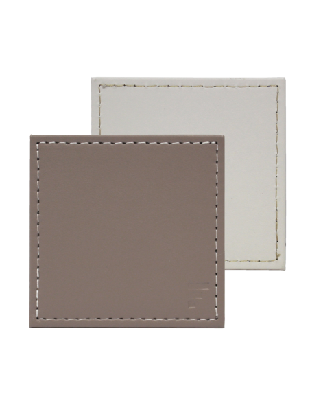 Set-4 onderzetter 10x10 cm Wit/ taupe