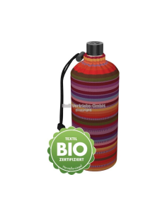 Glazen drinkfles met mantel 0,4 L Strepen