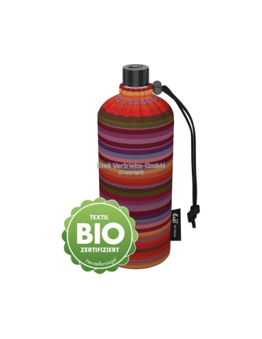 Glazen drinkfles met mantel 0,4 L Strepen