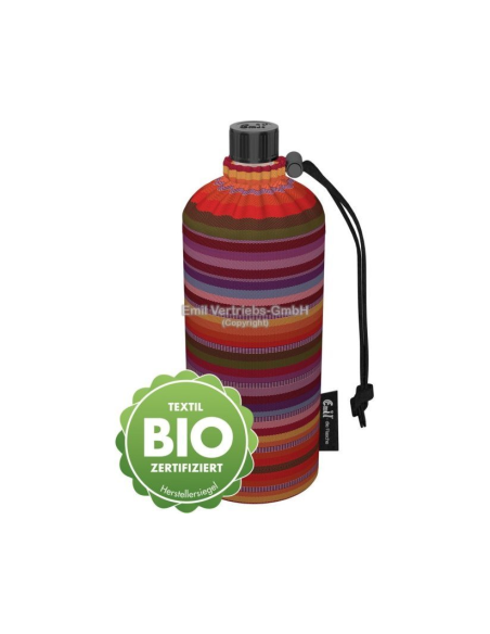Glazen drinkfles met mantel 0,4 L Strepen