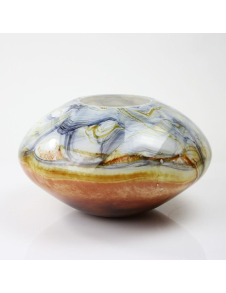 Glasobject Vaas Earth Laag Bruin / Grijs ca. 20 cm