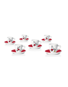 Set van 6 Espressokop en -schotels, "Little Man with Moustache"