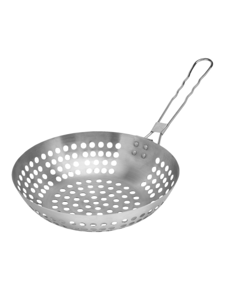 Grillwok RVS met inklapbare handgreep 28 cm