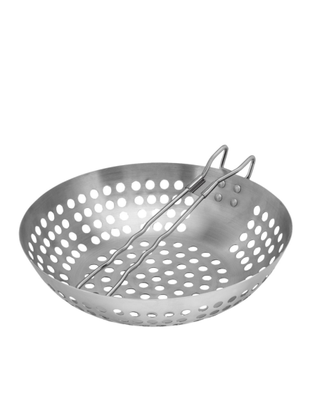 Grillwok RVS met inklapbare handgreep 28 cm