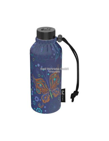Glazen drinkfles met mantel 0,4 L Vlinder